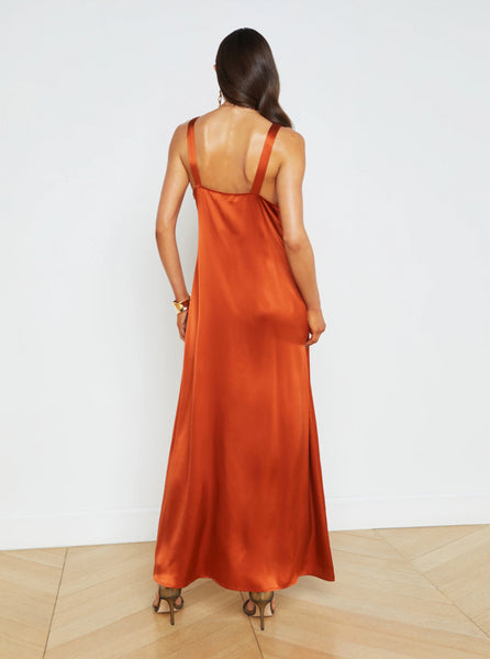 L'AGENCE Kellen Button Front Dress in Sienna