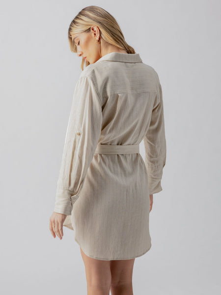 Sanctuary Pocket Shirt Dress in Vineyard Stripe