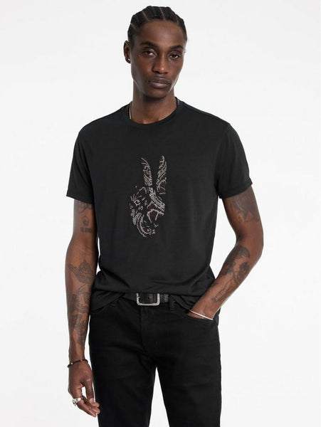 John Varvatos PEACE EMBROIDERY Tee - Black