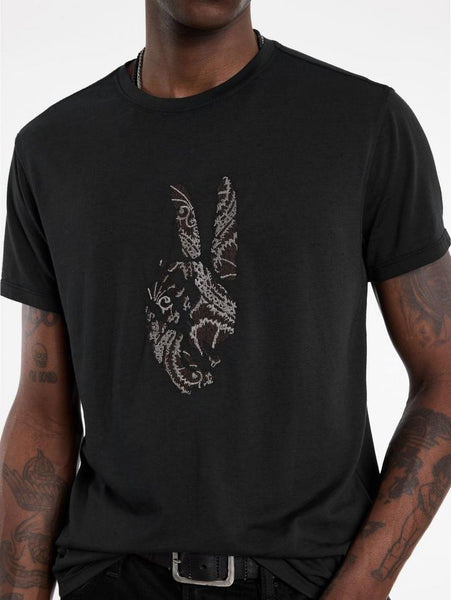 John Varvatos PEACE EMBROIDERY Tee - Black