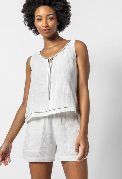 Lilla P Tie Front Tank in White