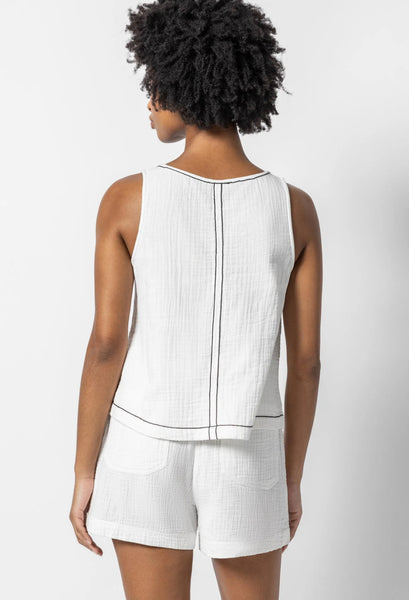 Lilla P Tie Front Tank in White