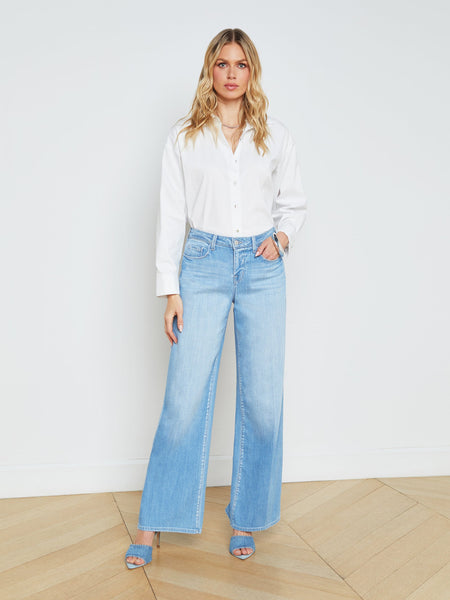 L'AGENCE Alicent HiRise Sneaker wide leg jean in Bayview