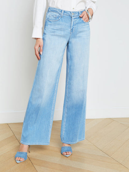 L'AGENCE Alicent HiRise Sneaker wide leg jean in Bayview
