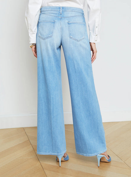 L'AGENCE Alicent HiRise Sneaker wide leg jean in Bayview