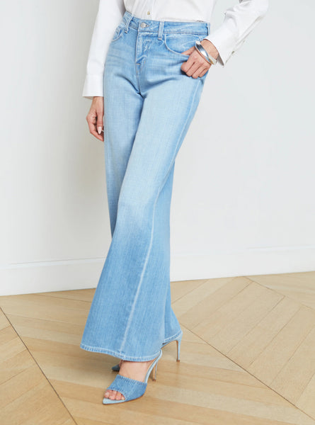L'AGENCE Alicent HiRise Sneaker wide leg jean in Bayview