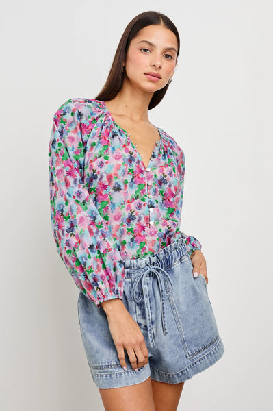 Rails Indi Long Sleeve Cotton Blouse in Spring Meadow