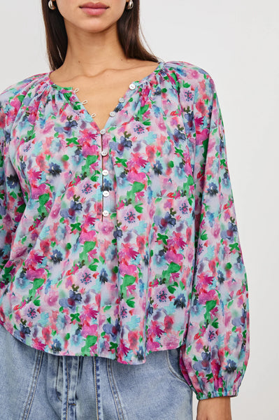 Rails Indi Long Sleeve Cotton Blouse in Spring Meadow