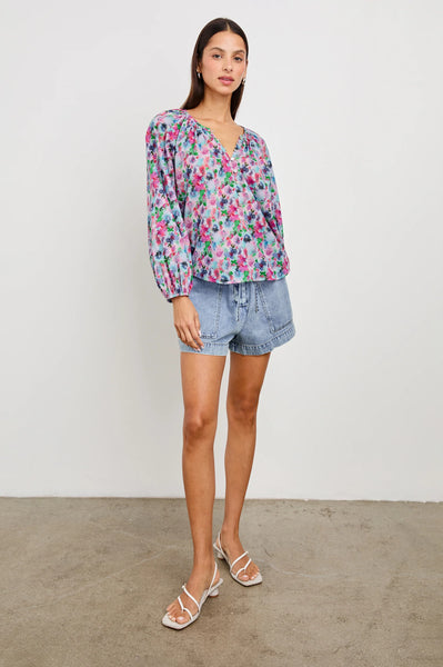 Rails Indi Long Sleeve Cotton Blouse in Spring Meadow