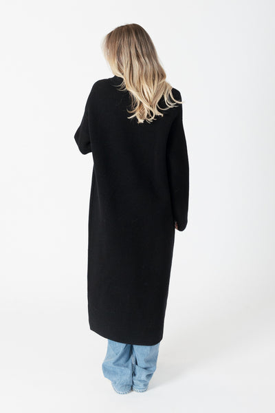 Lyla + Luxe Jimmi Knit Long Coat With Pockets - Black