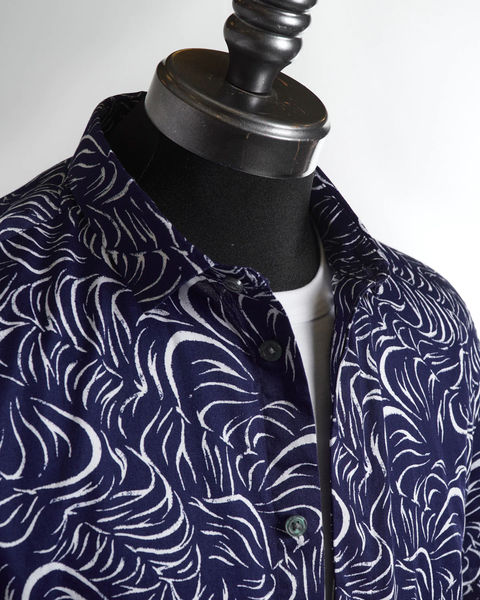 John Varvatos Loren SS Print Shirt - Blue
