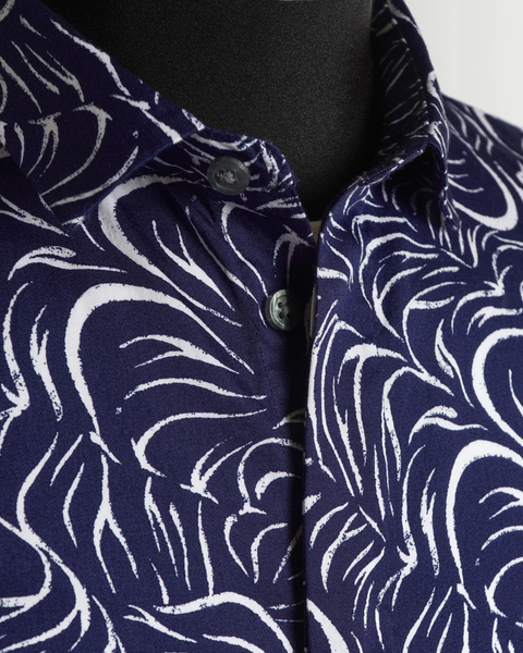 John Varvatos Loren SS Print Shirt - Blue