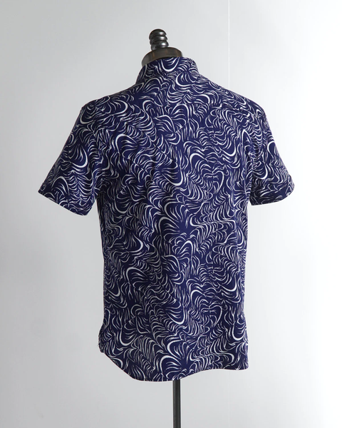 John Varvatos Loren SS Print Shirt - Blue