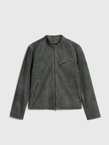 John Varvatos REEDE RACER Leather Jacket - Shadow Grey