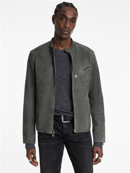 John Varvatos REEDE RACER Leather Jacket - Shadow Grey