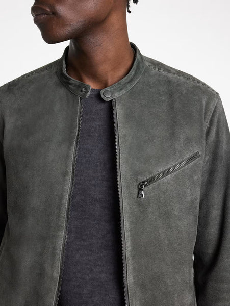 John Varvatos REEDE RACER Leather Jacket - Shadow Grey