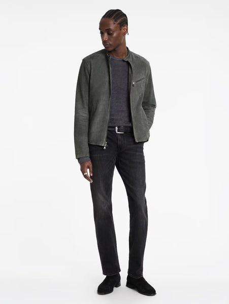 John Varvatos REEDE RACER Leather Jacket - Shadow Grey