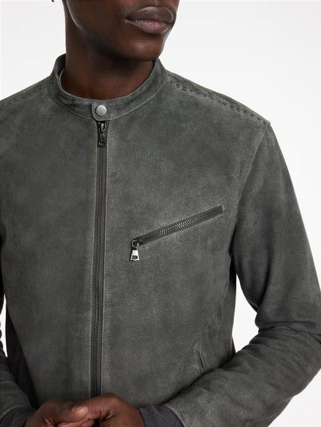 John Varvatos REEDE RACER Leather Jacket - Shadow Grey