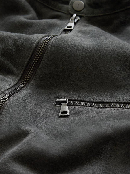 John Varvatos REEDE RACER Leather Jacket - Shadow Grey