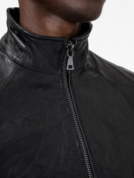 John Varvatos ANSEL Band Collar Leather Jacket -  Black