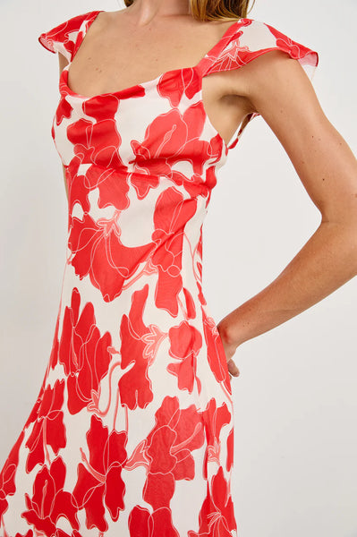 Rails Marigold Flutter Sleeve Dress in Scarlet Hibiscus