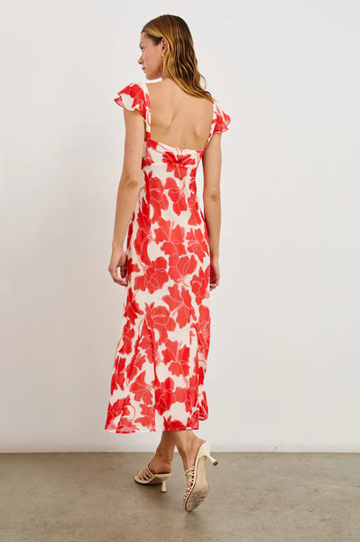 Rails Marigold Flutter Sleeve Dress in Scarlet Hibiscus
