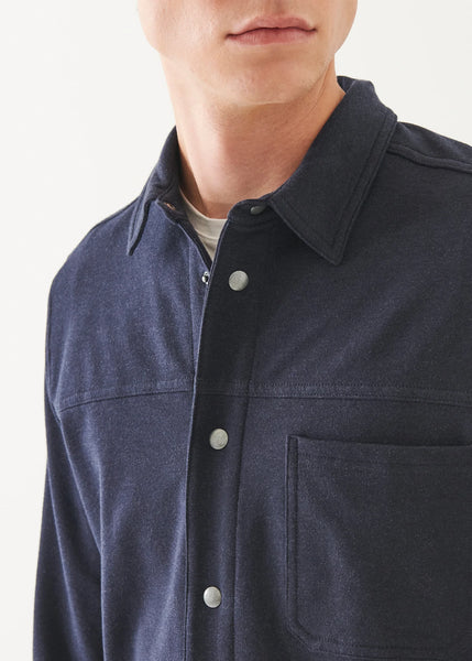 Patrick Assaraf French Terry Overdye Snap Front Shirt - Asteroid