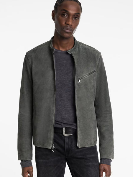 John Varvatos REEDE RACER Leather Jacket - Shadow Grey
