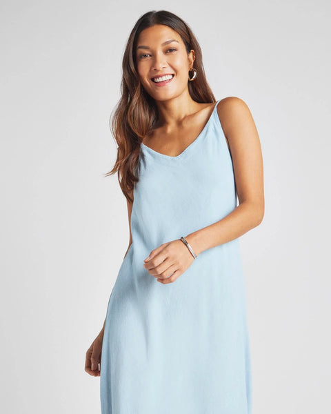 Splendid V-Neck Indigo Breeze Dress in Bleached Indigo