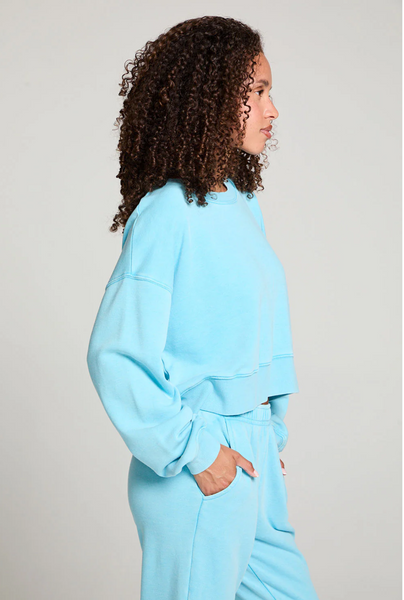 Chaser Casbah Crop Long Sleeve Pullover in Aqua