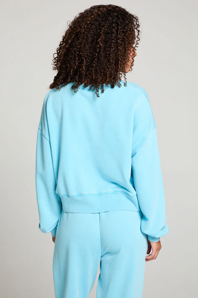Chaser Casbah Crop Long Sleeve Pullover in Aqua