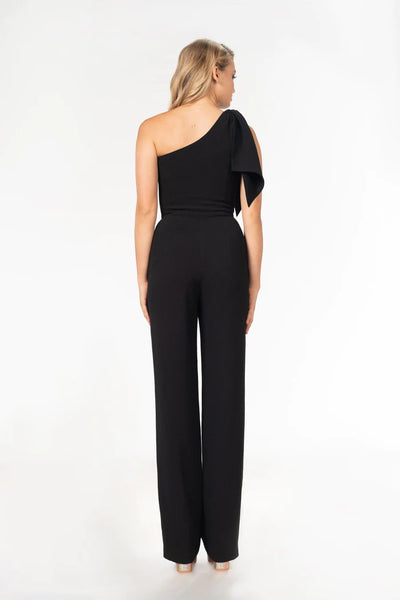 Dress the Population Tiffany One Shoulder Jumpsuit in Black