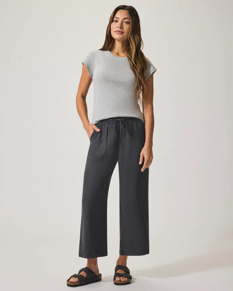 Splendid Angie Lyocell Linen Crop Wide Leg in Lead