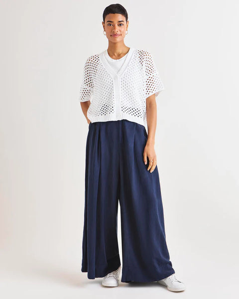 Splendid Nova Pointelle Short Sleeve Cardigan in White