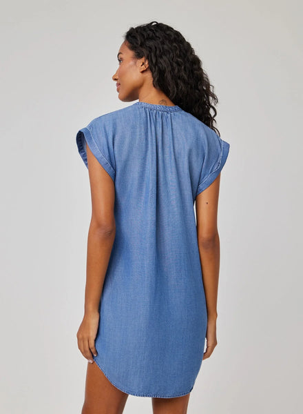 Bella Dahl Cap Sleeve Henley Dress in Moonlit Haze