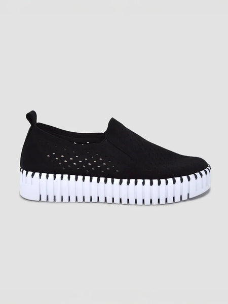 Ilse Jacobsen Tulip Platform Elastic Slip On in Black