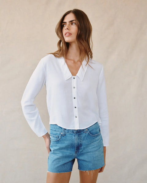 Bella Dahl Oversized Collar Shirt in White