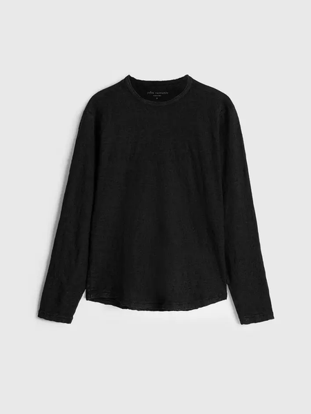 John Varvatos Beacon Jacquard Cheetah LS Crew  - Black
