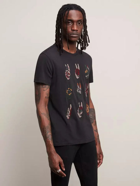John Varvatos Multi Peace Hand Tee - Black
