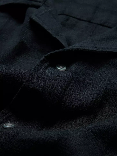 John Varvatos Danny SS Linen Camp Shirt - Black