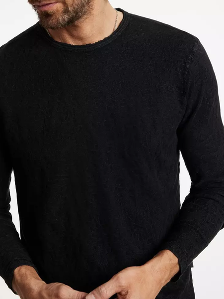 John Varvatos Beacon Jacquard Cheetah LS Crew  - Black