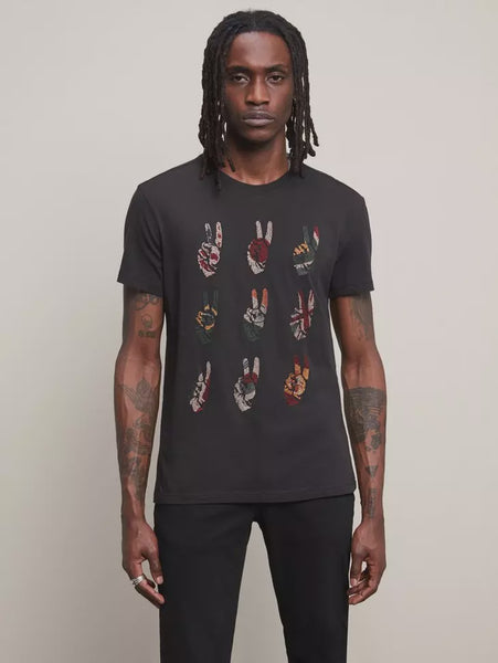 John Varvatos Multi Peace Hand Tee - Black