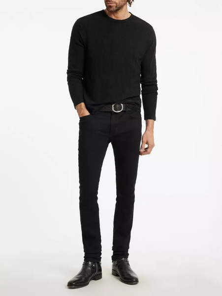 John Varvatos Beacon Jacquard Cheetah LS Crew  - Black