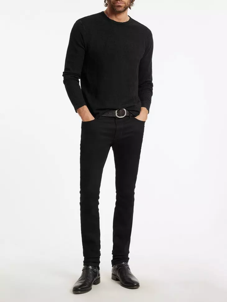 John Varvatos Beacon Jacquard Cheetah LS Crew  - Black