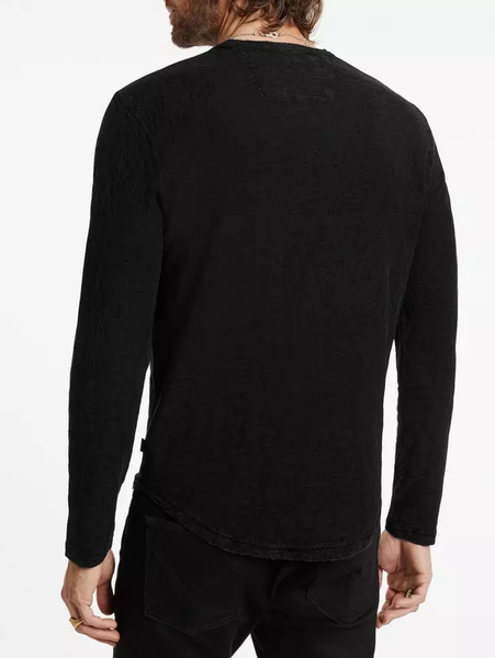 John Varvatos Beacon Jacquard Cheetah LS Crew  - Black