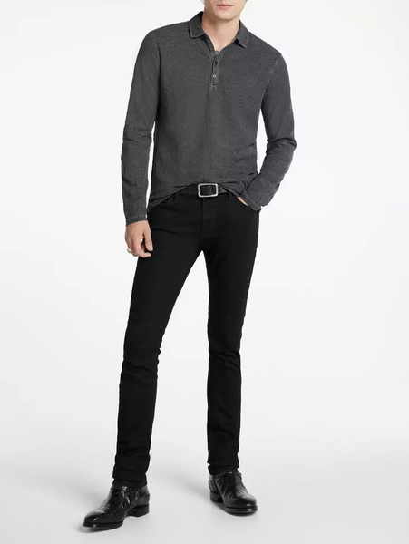 John Varvatos Adam L/S Polo - Iron Grey