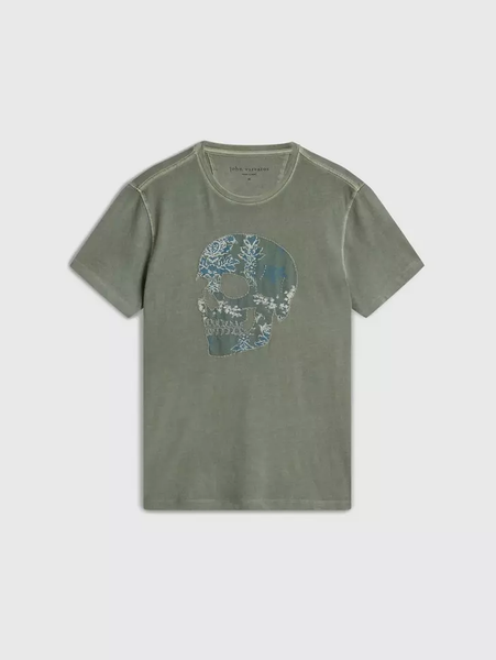 John Varvatos Applique Skull Tee - Flagstone Grey