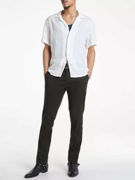 John Varvatos Danny SS Linen Camp Shirt - White