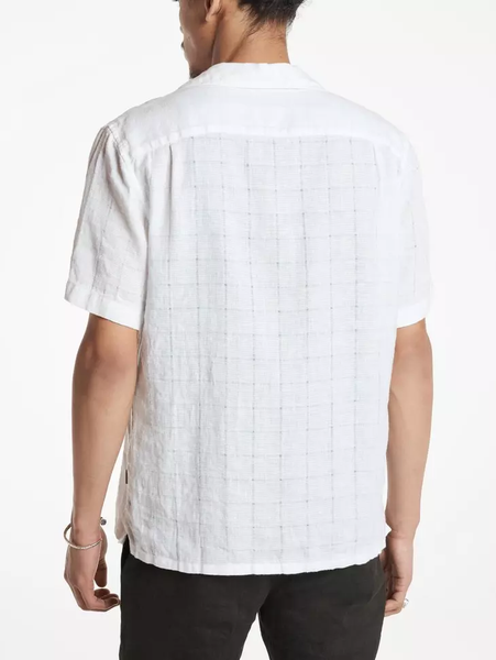 John Varvatos Danny SS Linen Camp Shirt - White