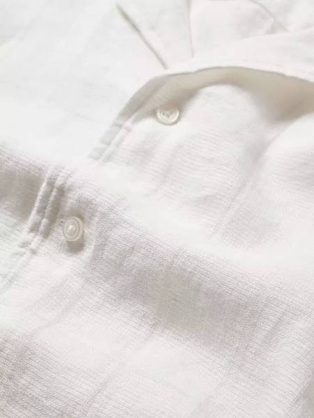John Varvatos Danny SS Linen Camp Shirt - White